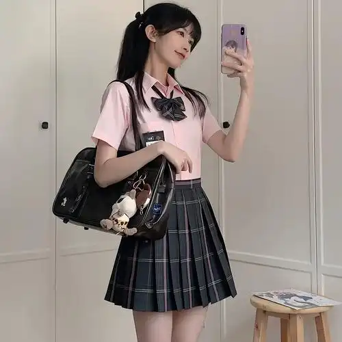 恋岛栗花熊原创jk制服格裙学院风短裙半身裙校供显白百褶裙女