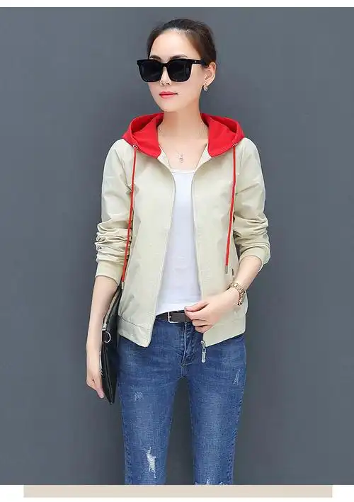 秋装2018新款开学季女外套短装秋天连帽休闲上衣韩版时尚初秋夹克