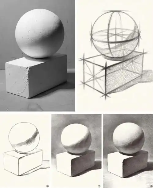 初学素描者必看61几何体组合素描教程七