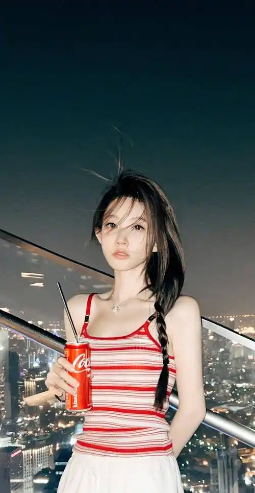 冯提莫初春壁纸写真图集,妆容淡雅香肩吊带,简约马尾随性俏皮_音乐