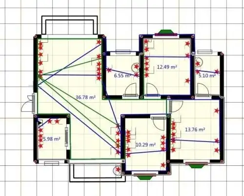 我家的户型图(带水电布线的)