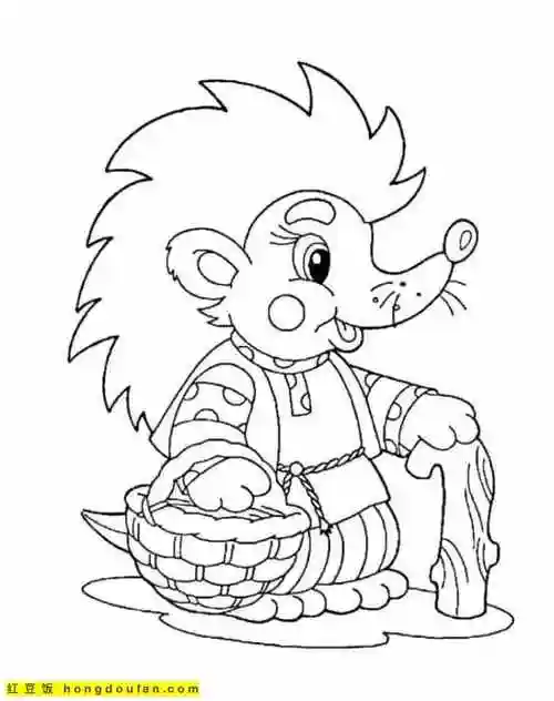 13张爱冒险的卡通小刺猬儿童涂色简笔画下载