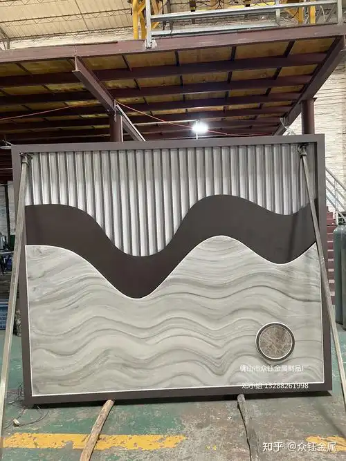 庭院不锈钢山峦背景墙户外仿铜景墙