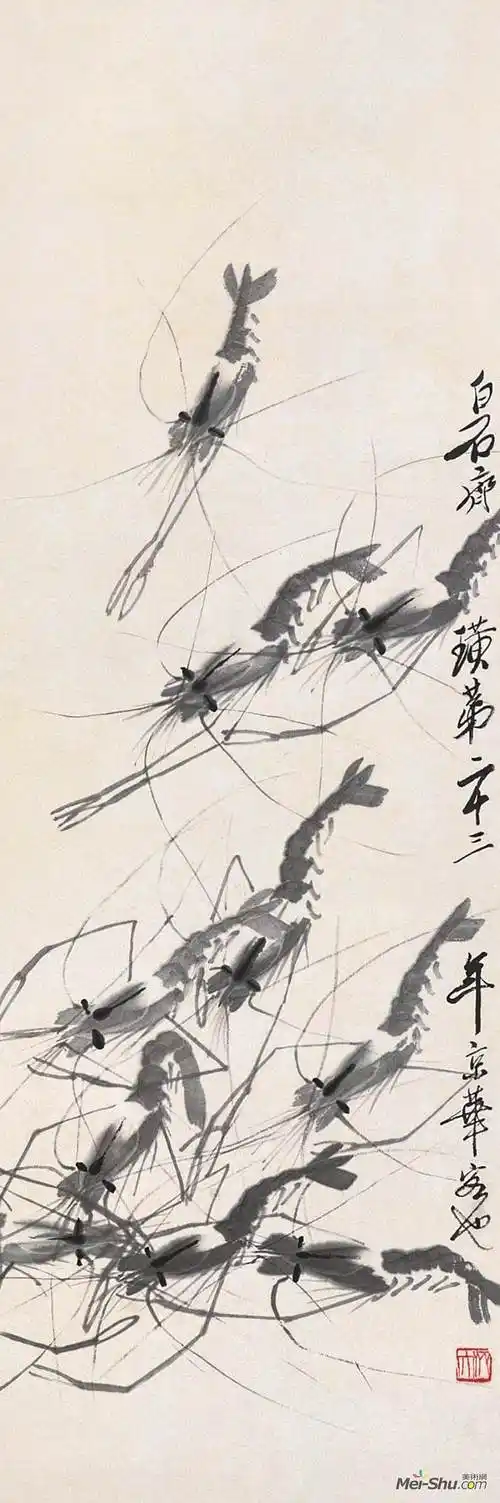《群虾》齐白石中国画高清作品欣赏_齐白石作品_齐白石专题网站_艺术