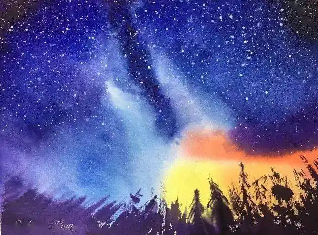 图文教程画一张唯美水彩星空只需这12步