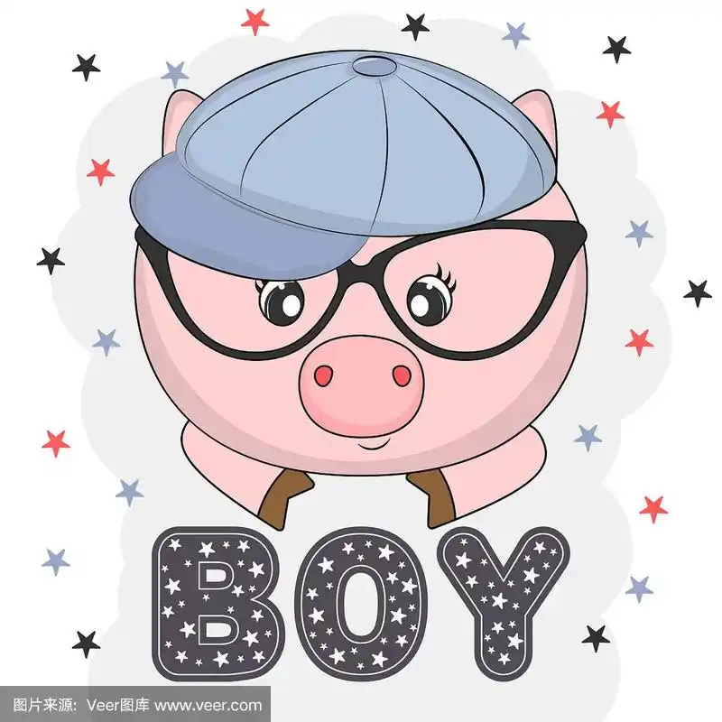 可爱的戴眼镜的猪脸