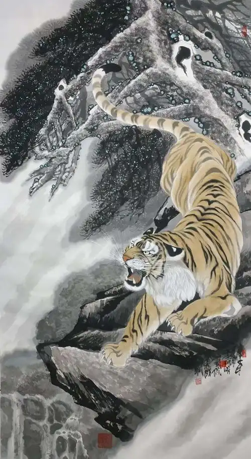 朱恩群老师的写意虎--雄风威武!