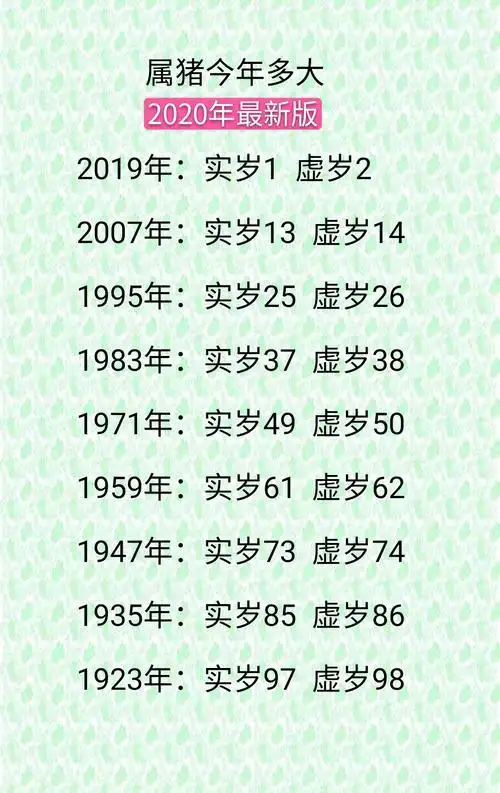 属猪的今年多大2017年属猪的人多大属猪的2019年多大