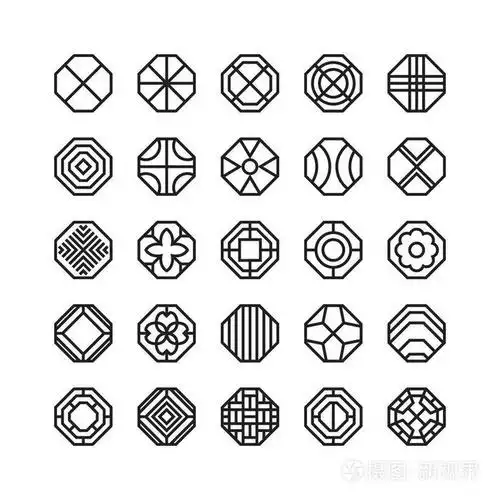 八角形几何矢量图标, 装饰品