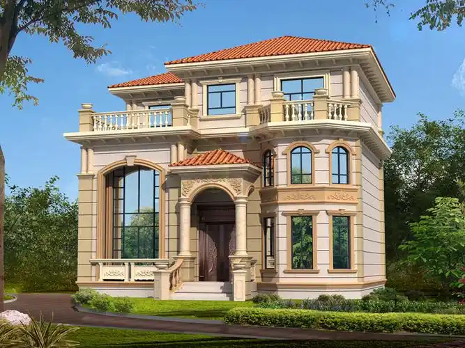 13x12米三层欧式豪华别墅设计方案,全套图纸 效果图