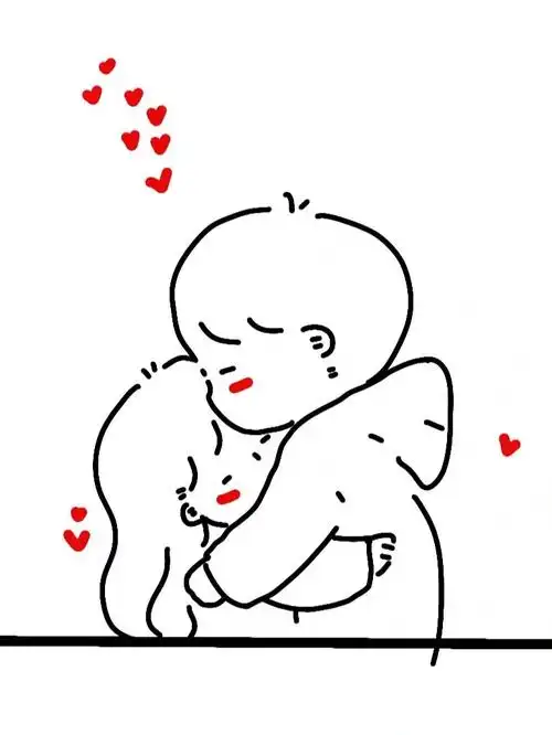 情侣简笔画有你在真好