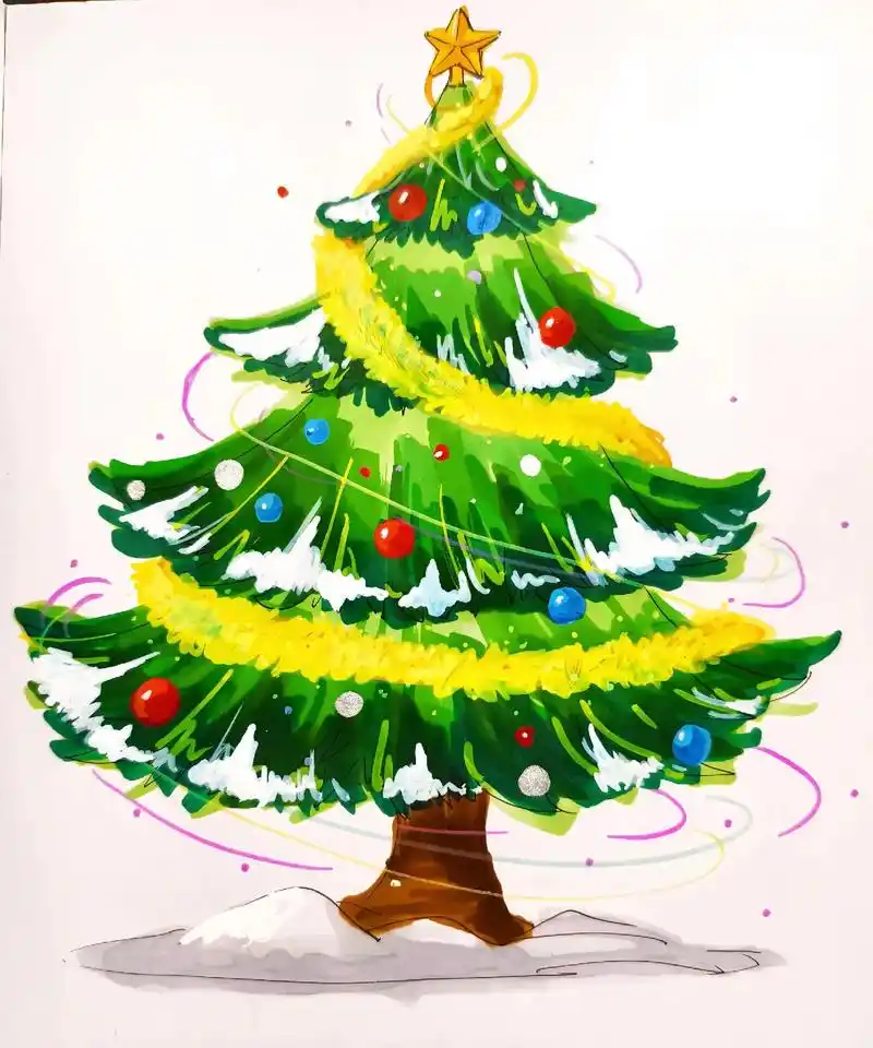 🎄圣诞树绘画教程来啦,超简单超详细
