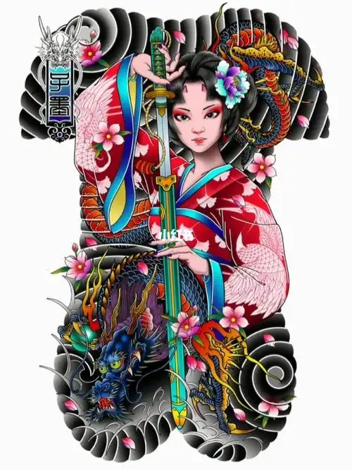 我的纹身分享  #纹身手稿  #纹身设计  #老传统龙满背  #龙姬纹