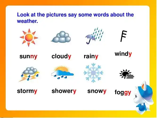 sunny cloudy rainy windy stormy showery snowy foggy 第3页 (共32