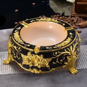 欧式高档烟灰缸创意个性时尚酒店客厅锌合金烟缸装饰摆件礼物包邮