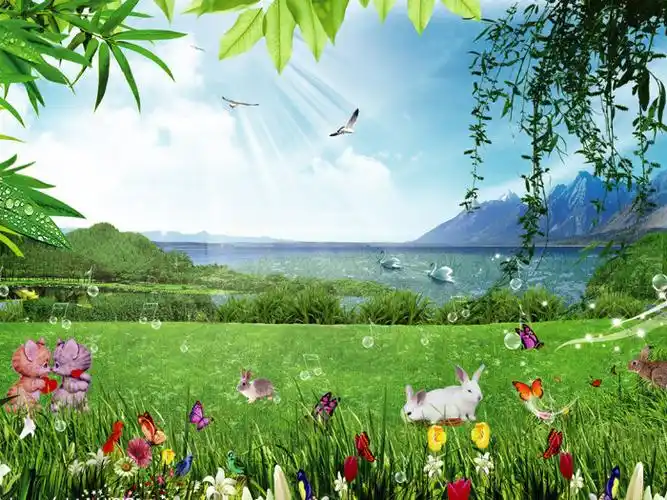 自然景观鸟语花香梦幻迷人的风景