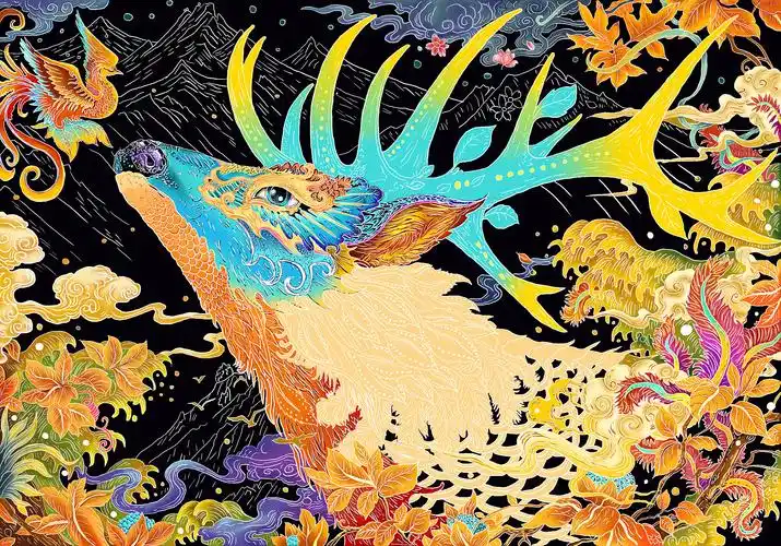 灵之鹿插画手绘线稿白描鸭朵殿下