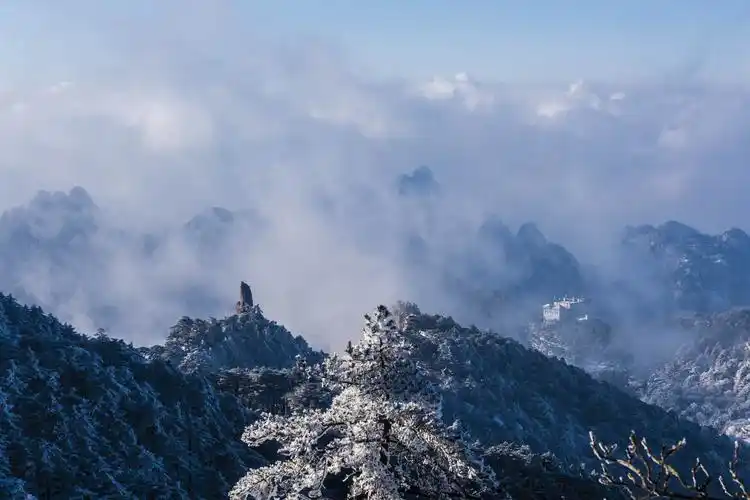 冬日黄山雾绕凝凇胜似春