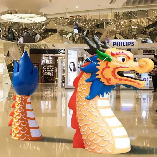 玻璃钢仿真龙雕塑端午节龙头龙尾装饰品摆件商场超市活动布置美陈