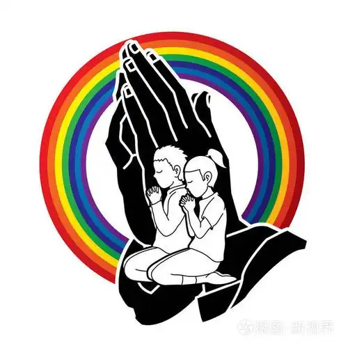 男孩女孩祈祷基督教祈祷赞美上帝崇拜卡通图形矢量