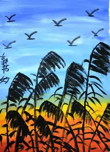 少儿书画作品-芦苇/儿童书画作品芦苇欣赏_中国少儿美术网