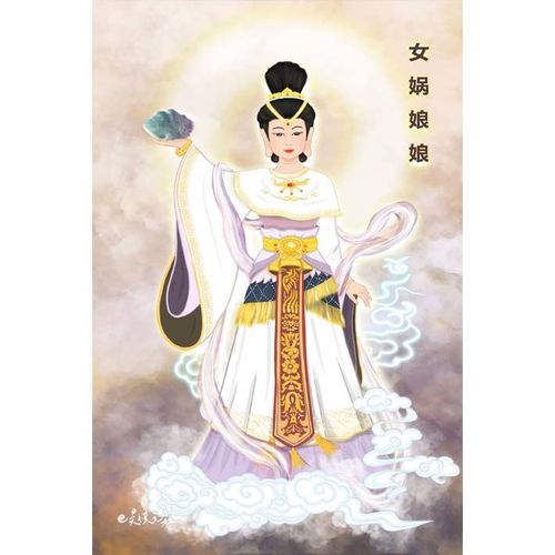 托天老母 女娲补天造人海报女娲娘娘神仙画神话人物神仙娲皇画像5
