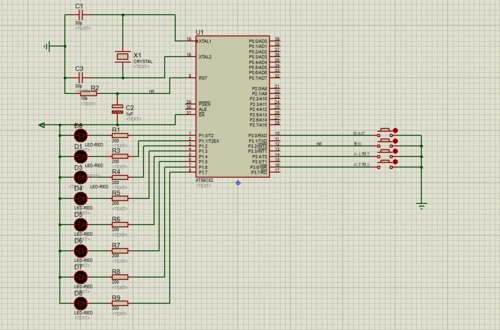 单片机按键控制流水灯程序proteuskeil