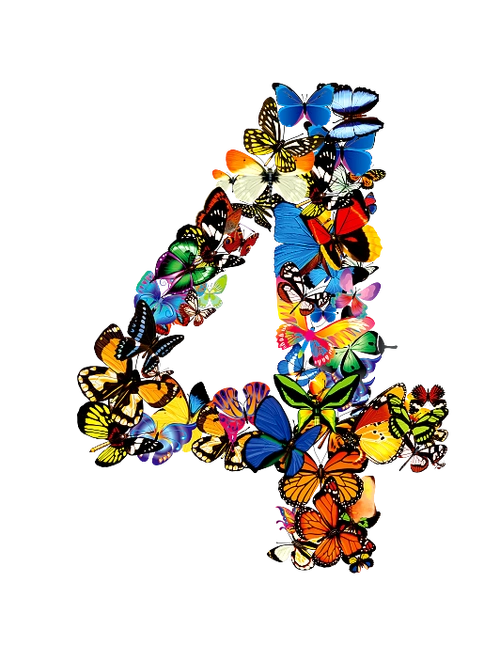 艺术数字创意设计png素材蝴蝶数字4