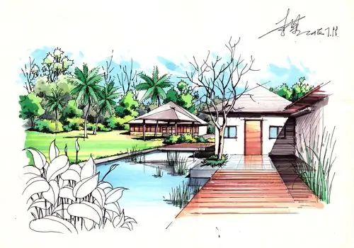 景观手绘表现|空间|景观设计|手绘老司机李星 - 原创作品 - 站酷