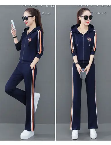 运动服饰 套装 言衣庭 言衣庭 品牌运动套装女春秋装2021年新款韩版连