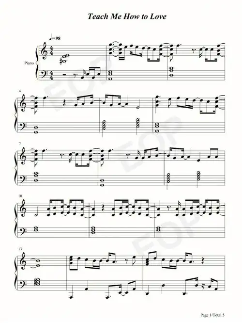 钢琴谱teachmehowtolove