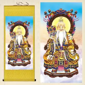 木子欣欣太上老君画像道教神像老子骑牛图卷轴画太道天尊供奉结缘挂画