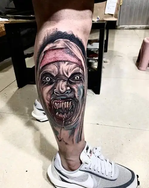 恐怖的修女纹身图片_欧美写实纹身图案