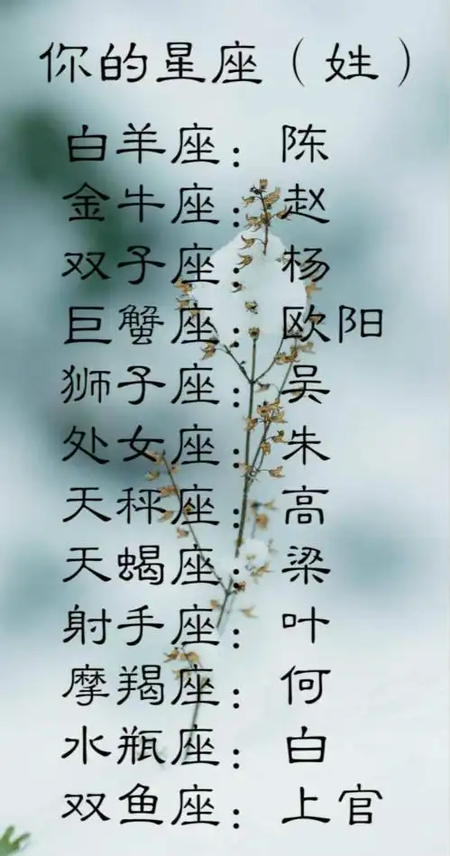 十二星座如果你穿越回古代会叫什么名字看看喜欢这个名字吗