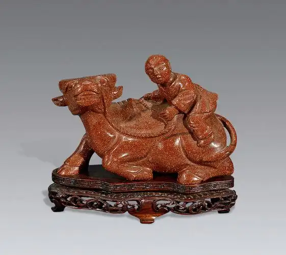 1863 清 金星料童子牧牛摆件