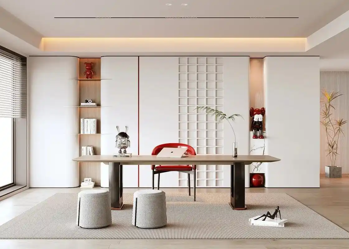书房 #书房设计 6款现代极简无主灯书房设计