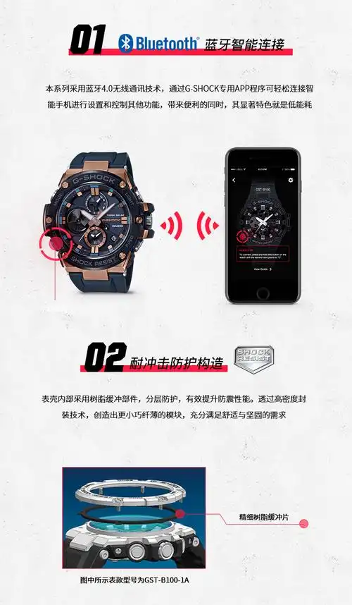全国联保 (casio)卡西欧男表g-shock gst-b100系列卡西欧钢铁之心时尚