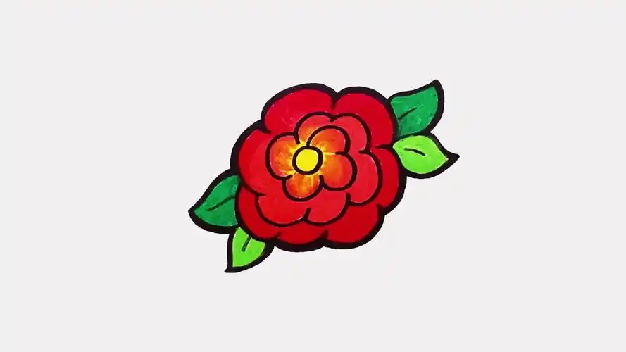 儿歌多多儿童简笔画,山茶花,妈妈陪宝宝画简单漂亮的山茶花