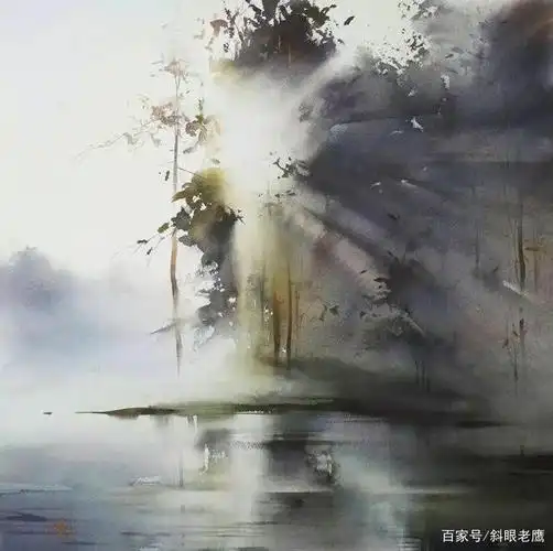 倾泻的雾色俄罗斯艺术家ilyaibryaev的水彩风景画
