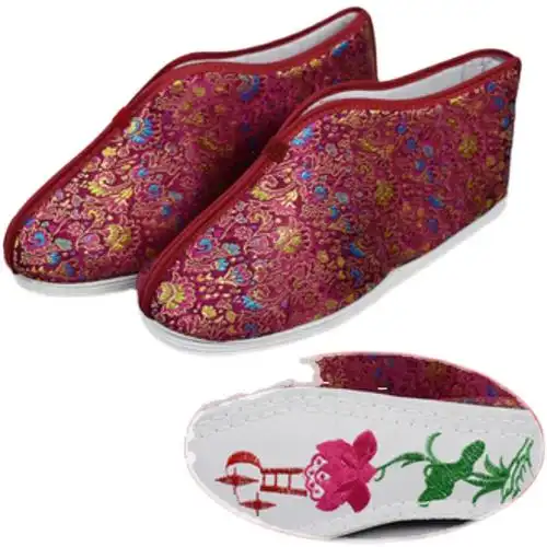 寿鞋女款老北京布鞋棉鞋绣凤绣花莲花天梯老人冲喜布鞋