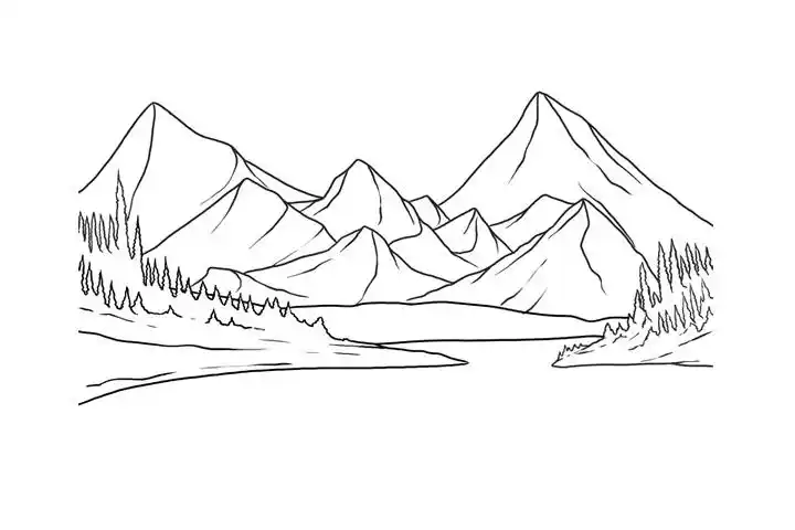 大山之间的简笔画