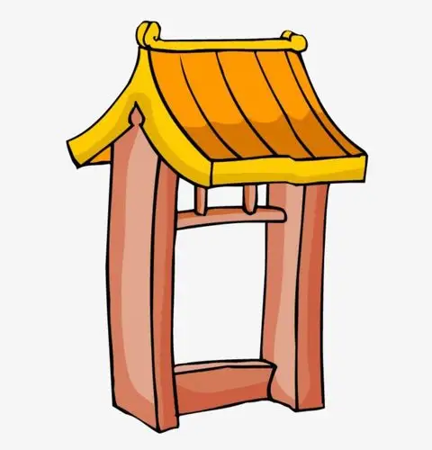 中式大门卡通手绘古代城墙建筑免扣装饰元素