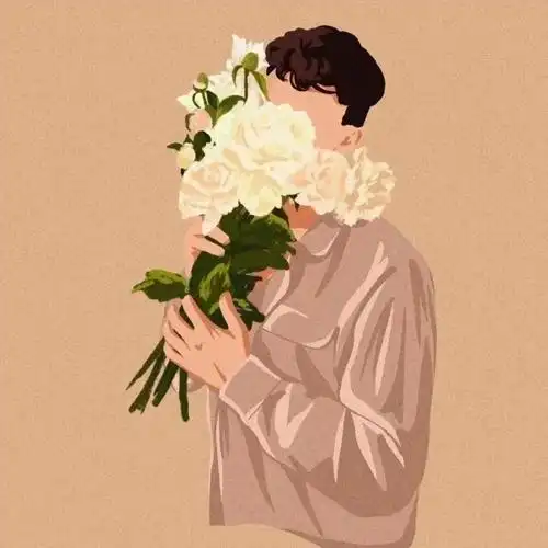 情侣头像一男一女捧花 抱花cp情头一左一右