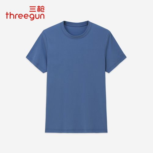三枪短袖t恤男夏季新品沁凉棉圆领宽松凉感t恤全棉男士上装打底衫