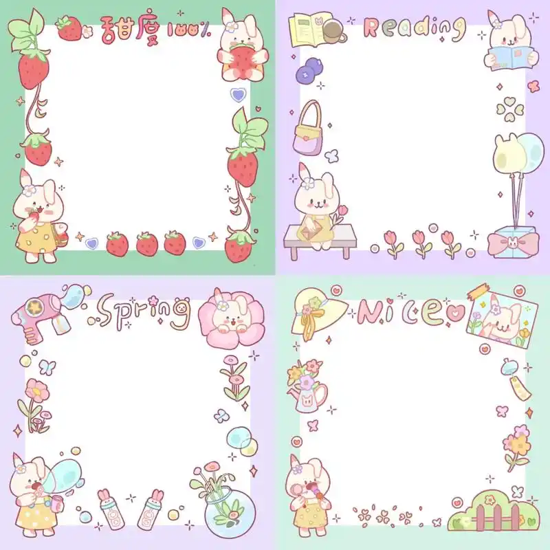 原创便签手帐贴纸春日郊游主题