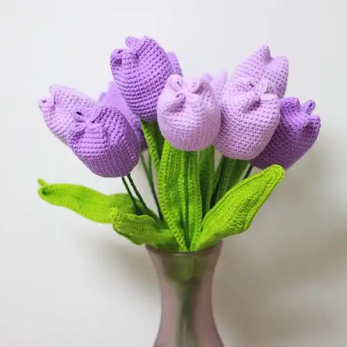 diy钩针毛线手工花束制作材料包玫瑰花康乃馨手工编织花束钩花diy