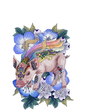 生肖t恤-亥猪丨自个网,是一家面向设计师,ip以及企业,专注于原创插画