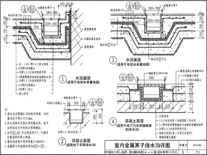 07j306-p11室内排水沟盖板图集