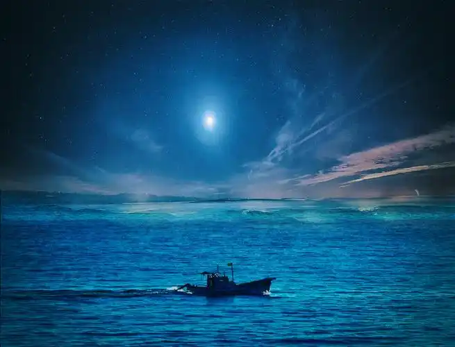 繁星下的一叶孤舟