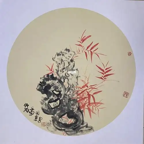每日一画国画小品竹石图